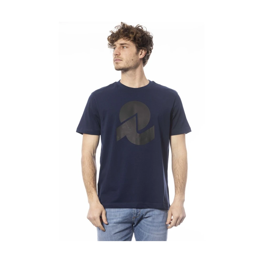 Invicta Blauw Katoen Logo Print T-Shirt Blue Heren