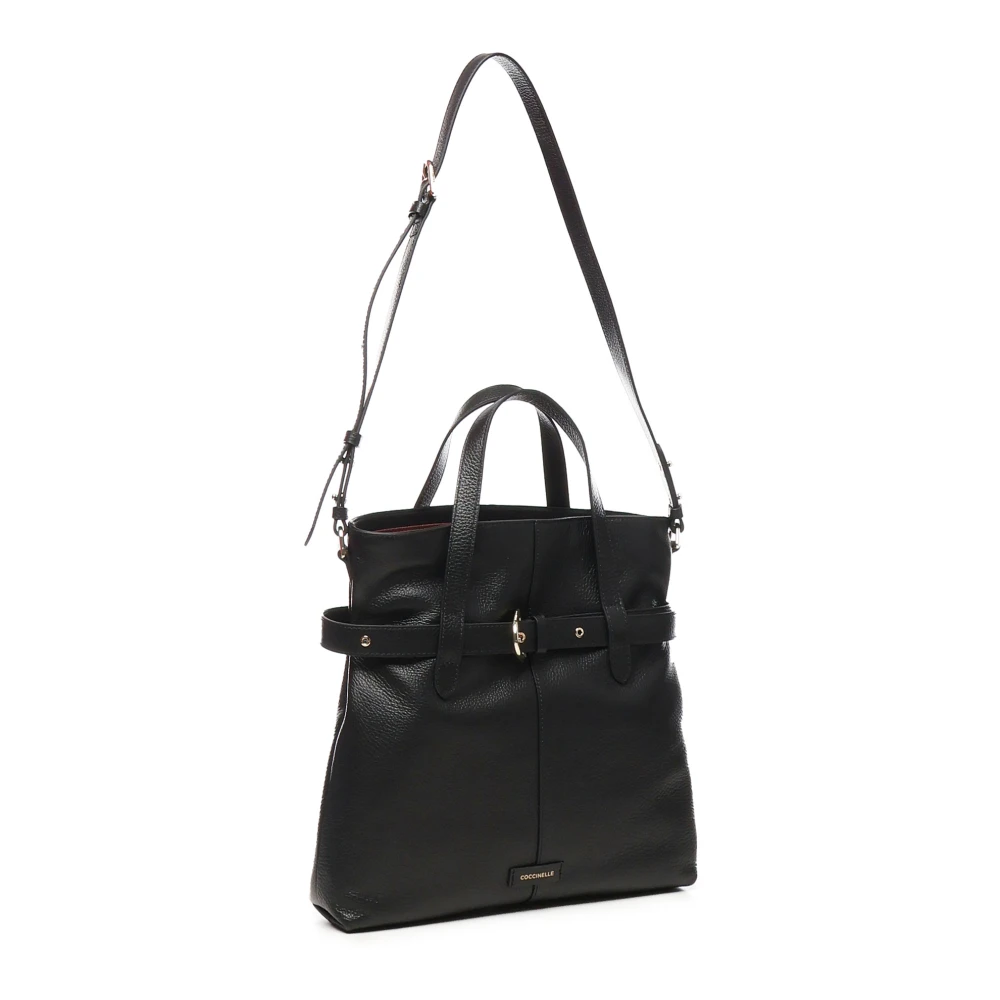 Coccinelle Zwarte Bucket Bag met Decoratieve Riem Black Dames