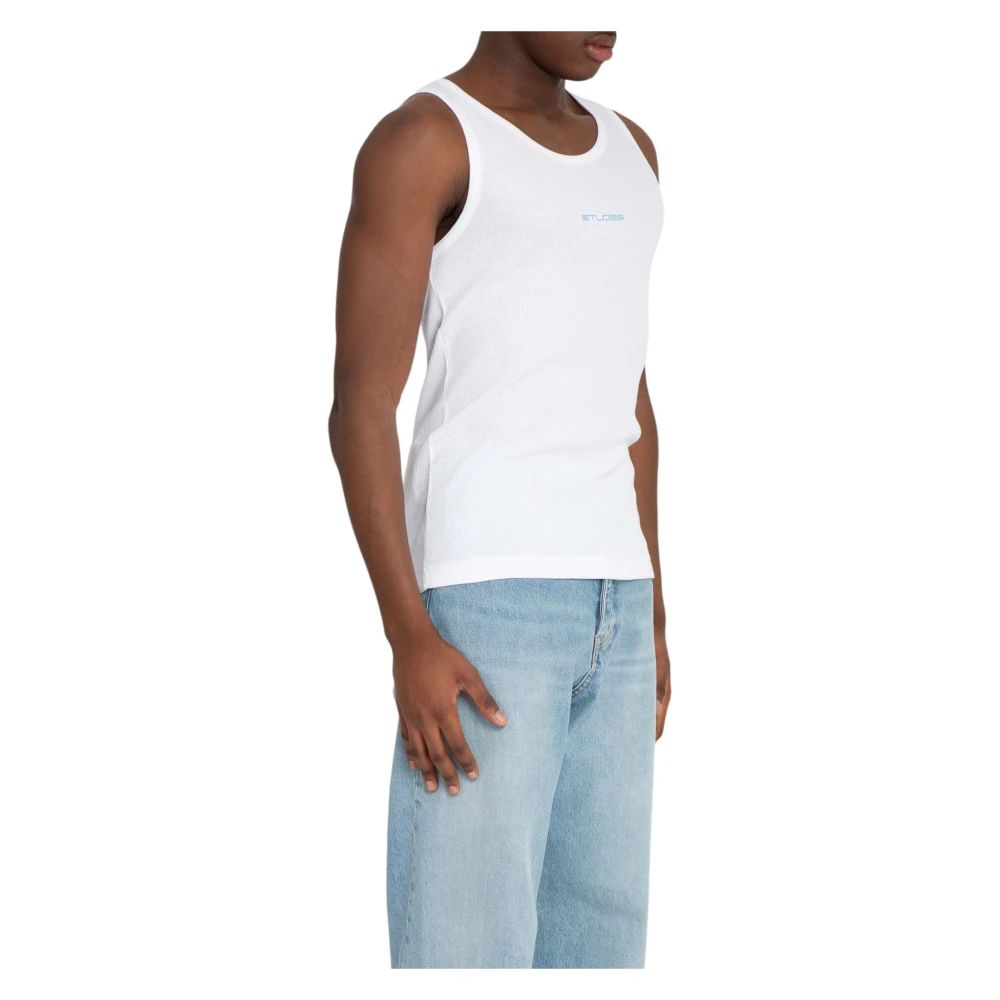 Études Witte Rib Tank Top White Heren
