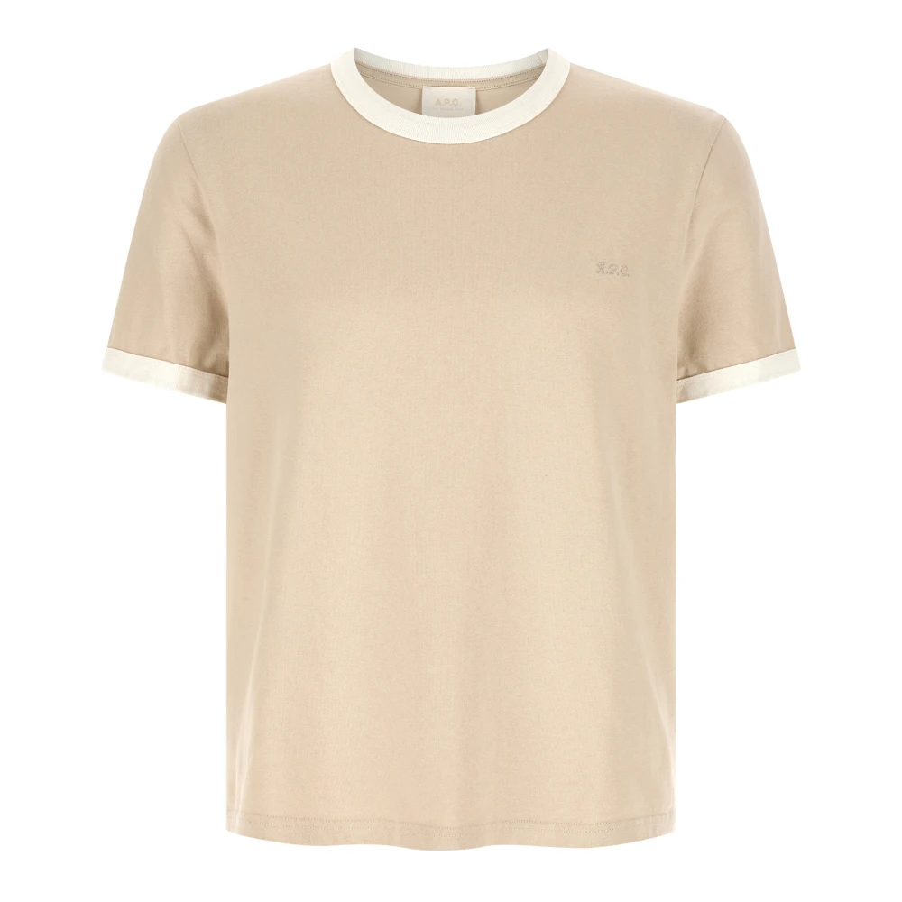 A.p.c. Men's Beige Logo-Embroidered T-Shirt