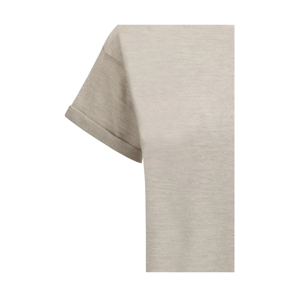 BRUNELLO CUCINELLI Kasjmier Glitter T-shirt Beige Dames