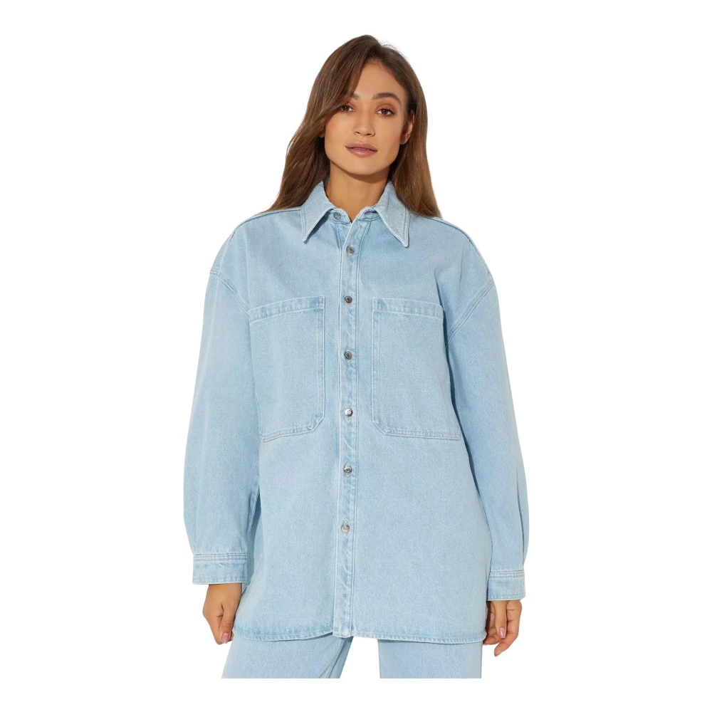 Nanushka Women's Blue Light French Collar Shirt - Shirts - M - Blouses & Shirts