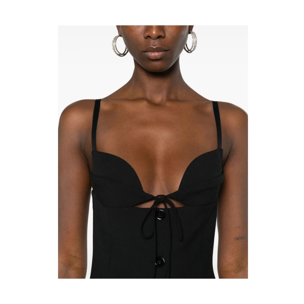 Nensi Dojaka Zwarte Jurk met Sweetheart Hals en Cut-Out Details Black Dames