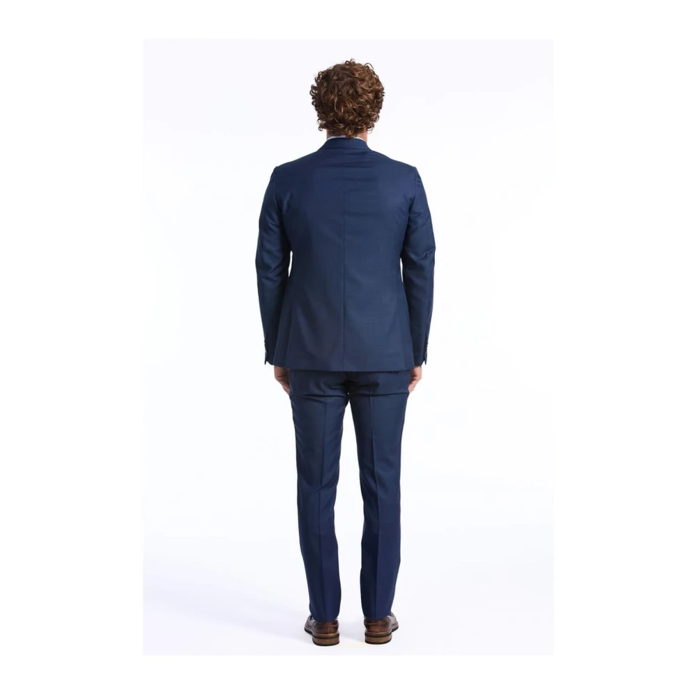 Baldinini Blauw Wol Slim Fit Pak Blue Heren