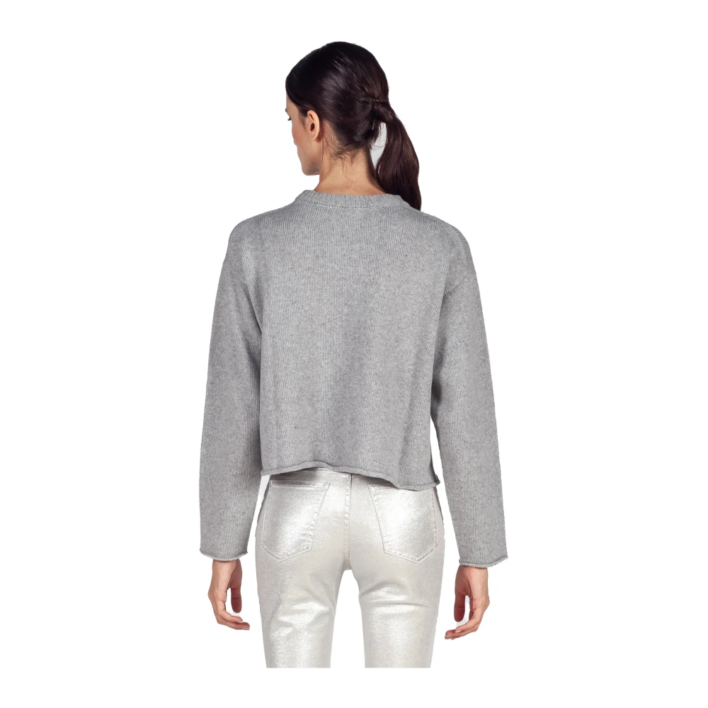 Liviana Conti Grijze Cashmere Blend Roll-Edge Sweater Gray Dames