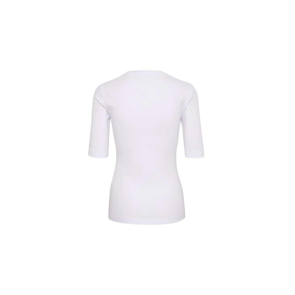 InWear Dagna T-Shirt Basic Geribbeld Katoenen Shirt White Dames