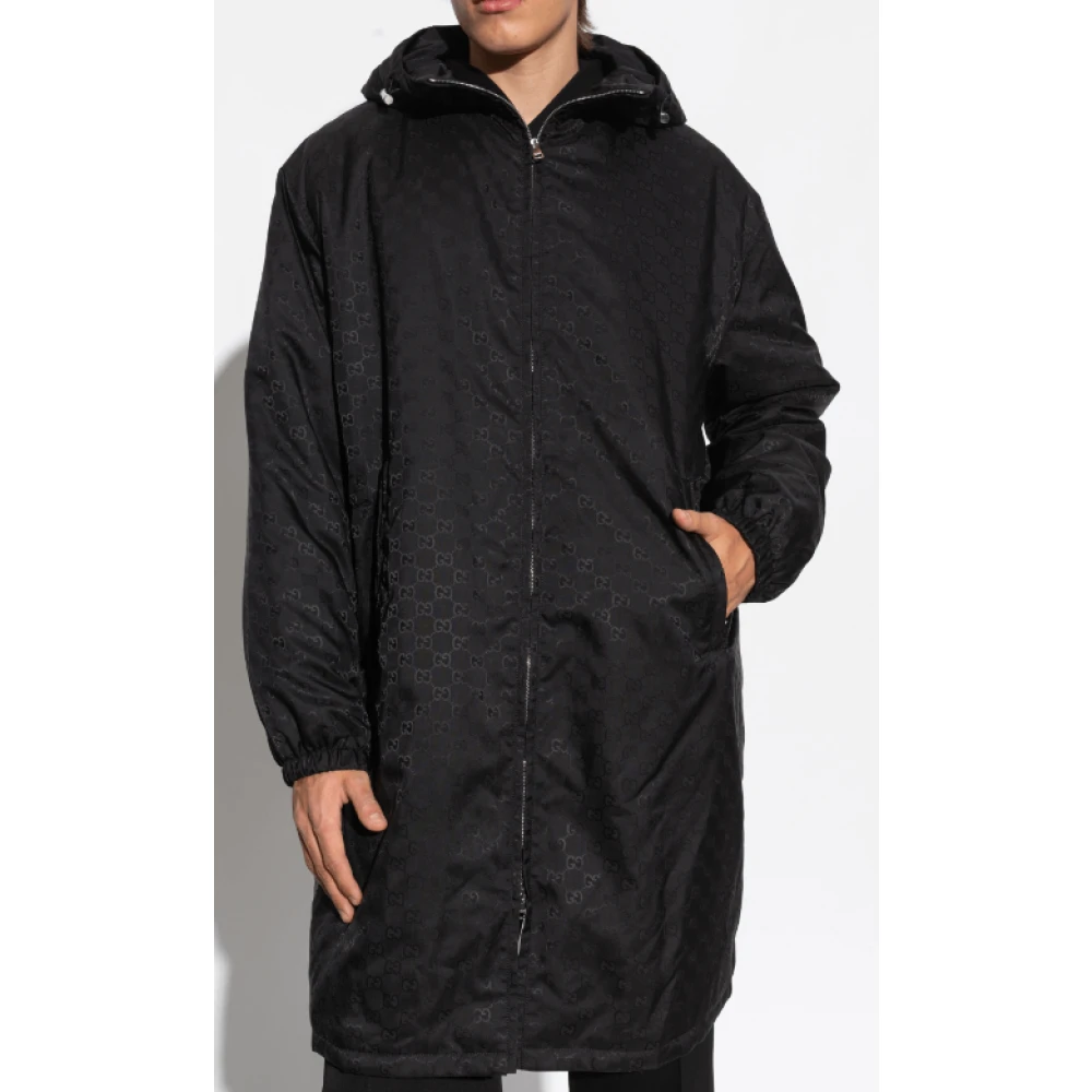 Gucci Monogram Jacquard Parka met Matte Finish Black Heren