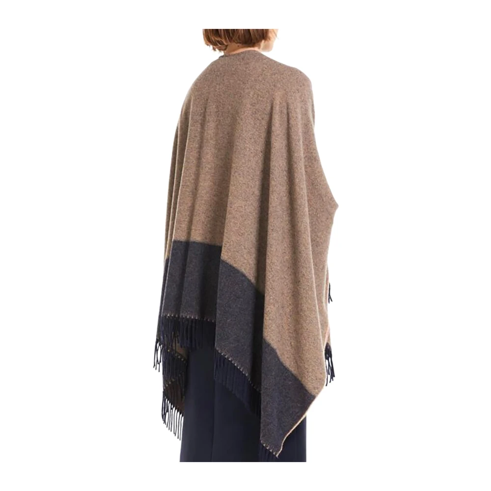 Max Mara Klassieke wollen poncho met franjes Brown Dames