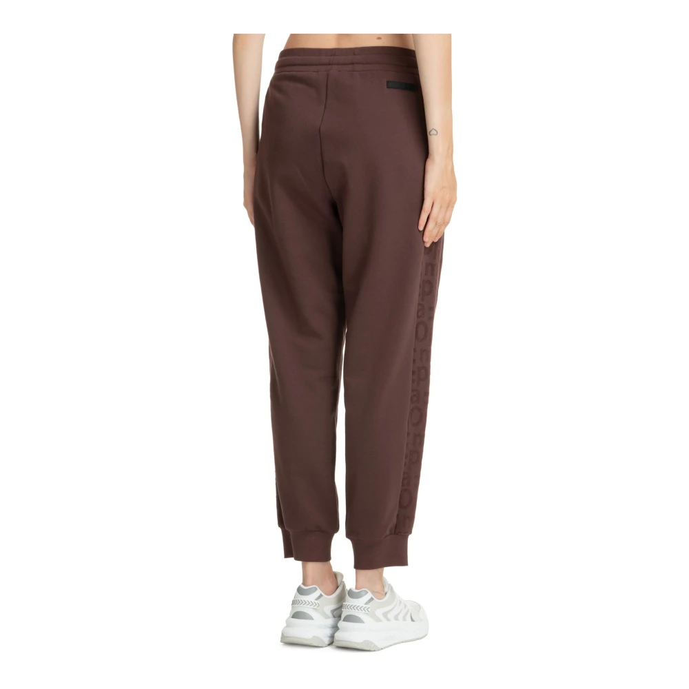 Emporio Armani EA7 Elastische taille joggers met logo Brown Dames