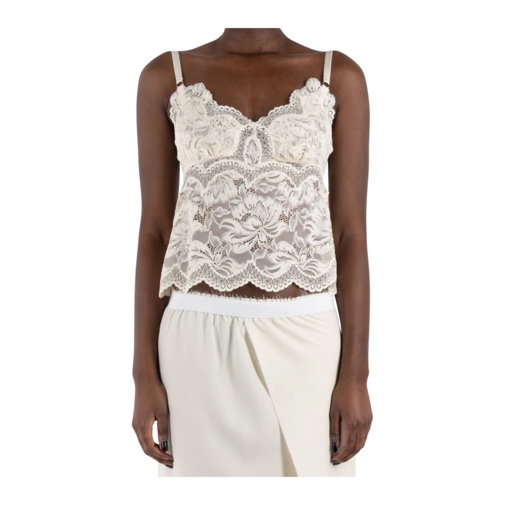 Paco Rabanne Ivoor Kant Top Beige Dames