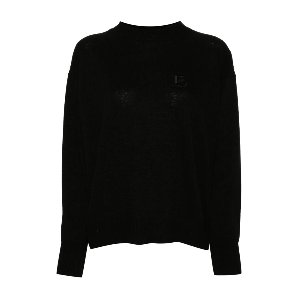 Ermanno Scervino Zwarte Gebreide Crew Neck Sweater Black Dames