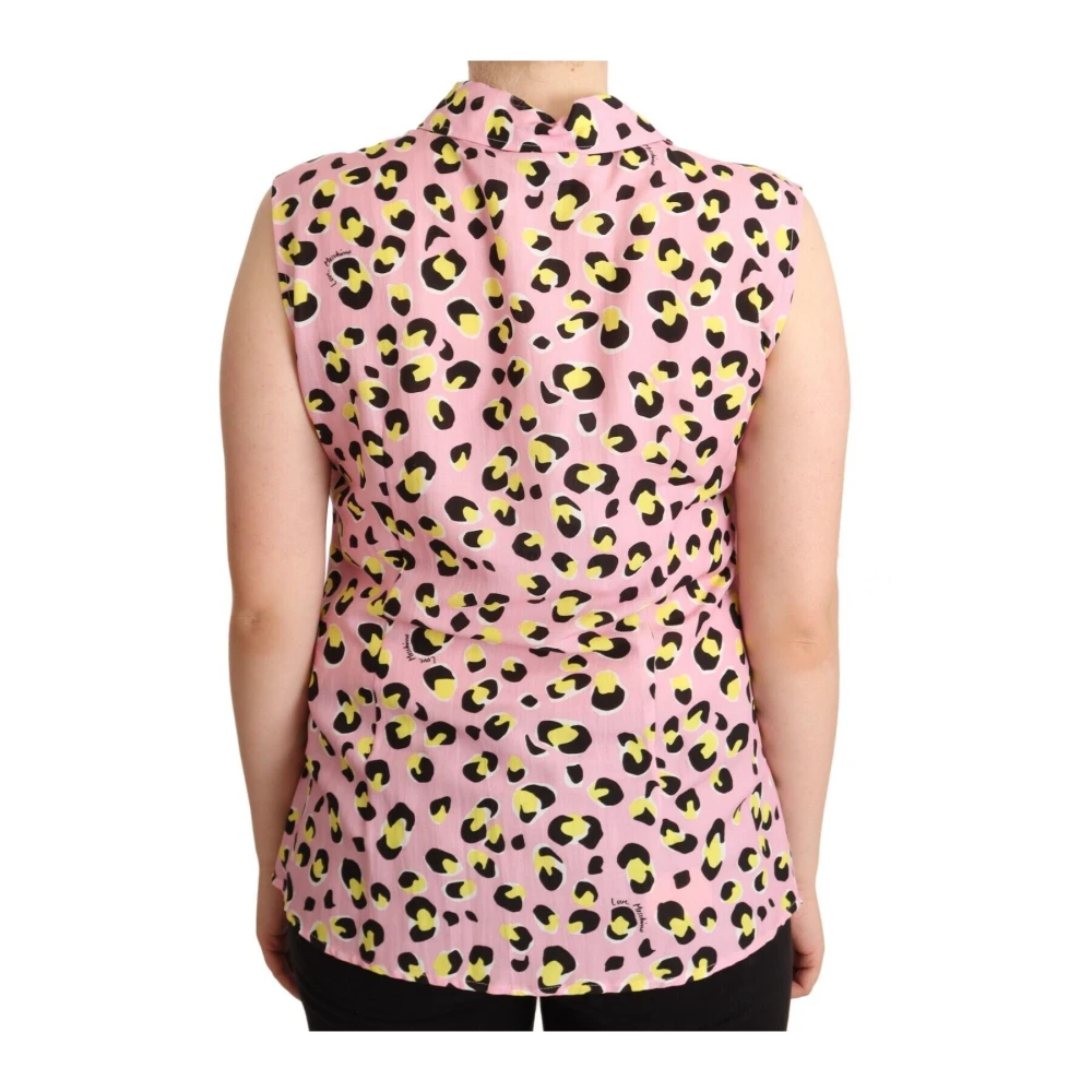 Love Moschino Leopard Print Sleeveless Polo Shirt Multicolor Dames
