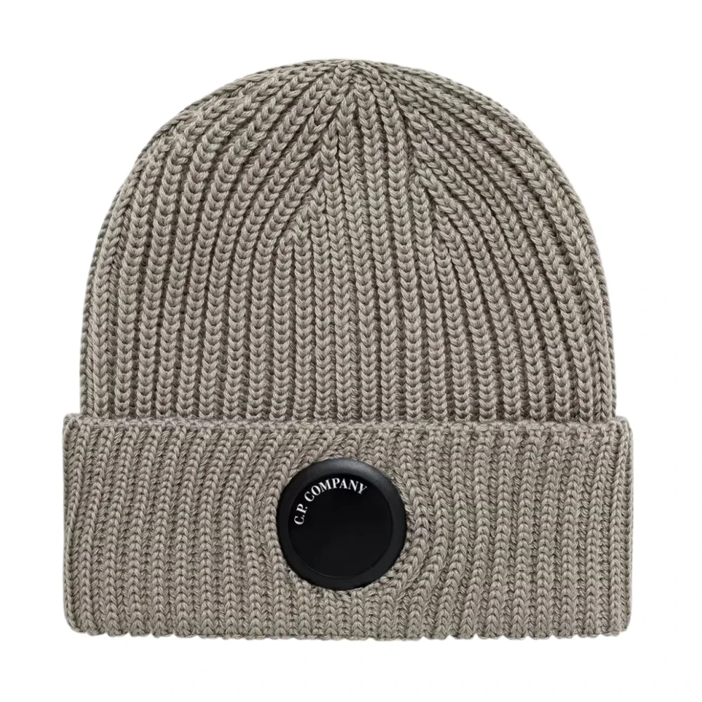 C.p. Company Extrafine Merino Wool Lens Beanie - Male - Accessories - Gray - One Size - Accessories