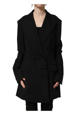 Dolce & Gabbana Svart Dubbelknäppt Crepe Kavajjacka