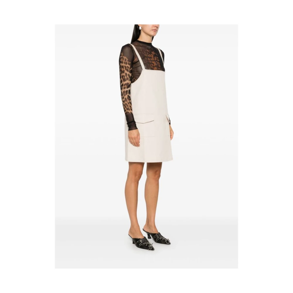 Gcds Beige Gabardine Mouwloze Jurk White Dames