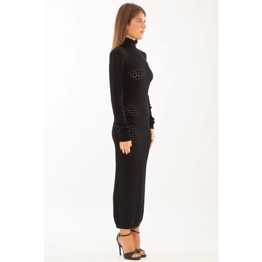 Babylon Multicolor High-Neck Gebreide Jurk Black Dames