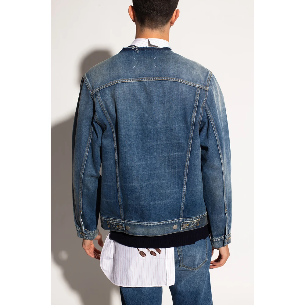 Maison Margiela Denim jas met logo Blue Heren