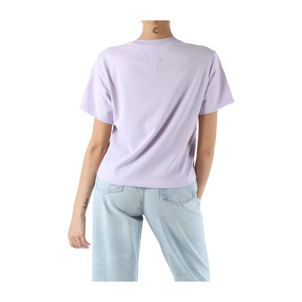 Tommy Jeans Katoen Logo Patch T-shirt Purple Dames