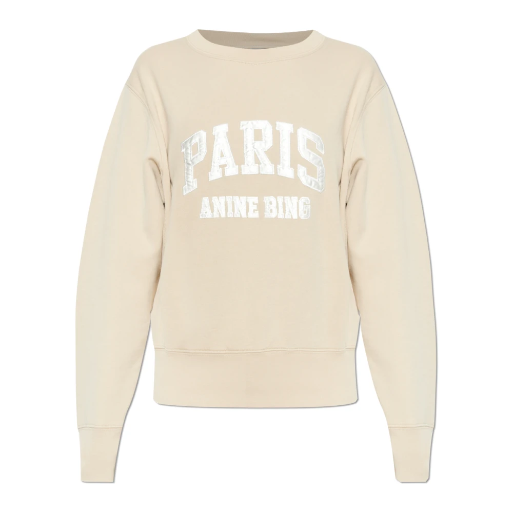 Anine Bing Women's Beige Sweatshirts, Xs, Harry Shrunken Sweatshirt