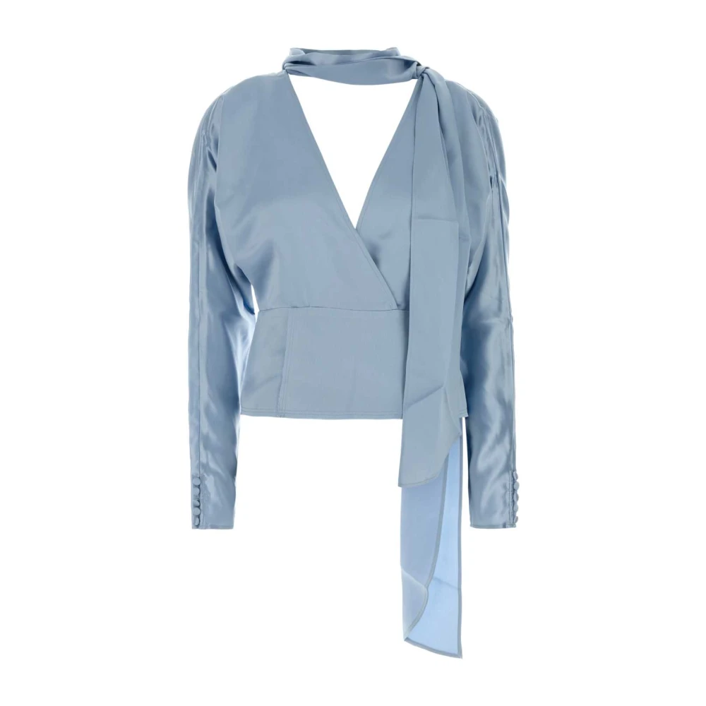 Ganni Blue Blouses, Female, S, Satin Blouse