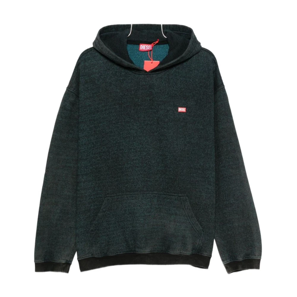 Diesel Herr Grön Sweatshirts & Hoodies Xl, Distressed Logo Patch Hoodie