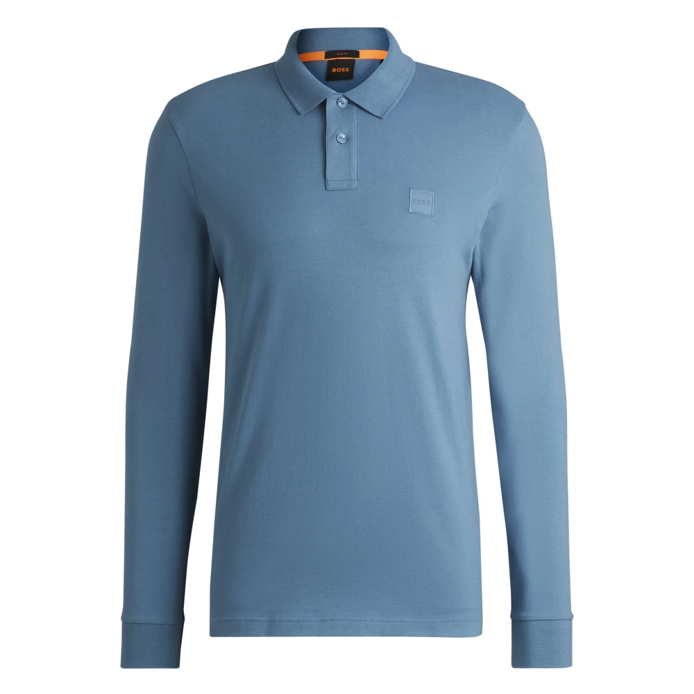 Boss Orange Tonal Logo Polo Shirt Blue Heren