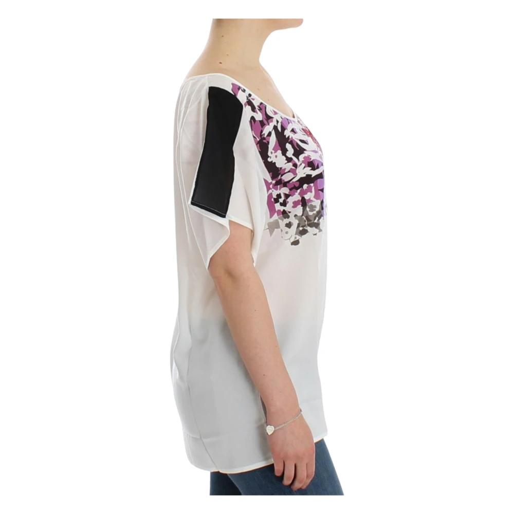 Costume National Chique witte V-hals T-shirt met print White Dames