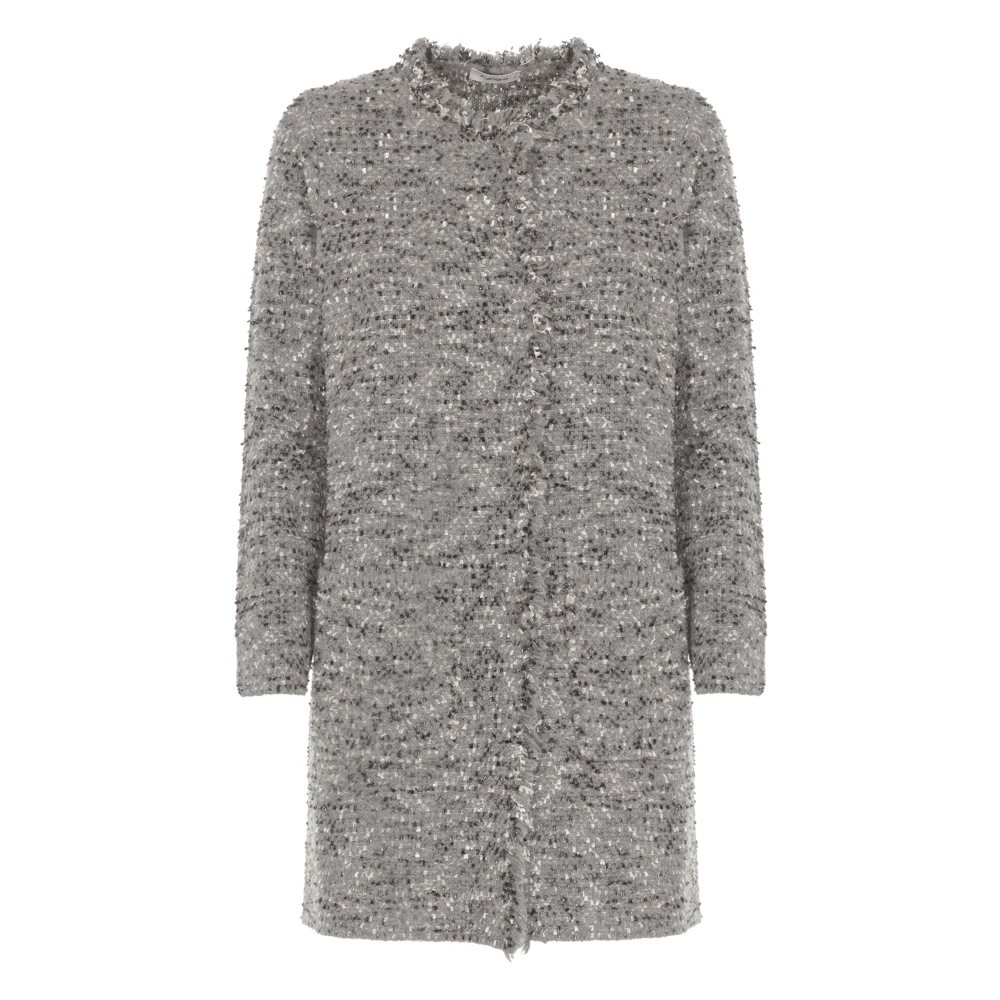 Kangra Grijze Kasjmier Wollen Jas met Lurex Gray Dames