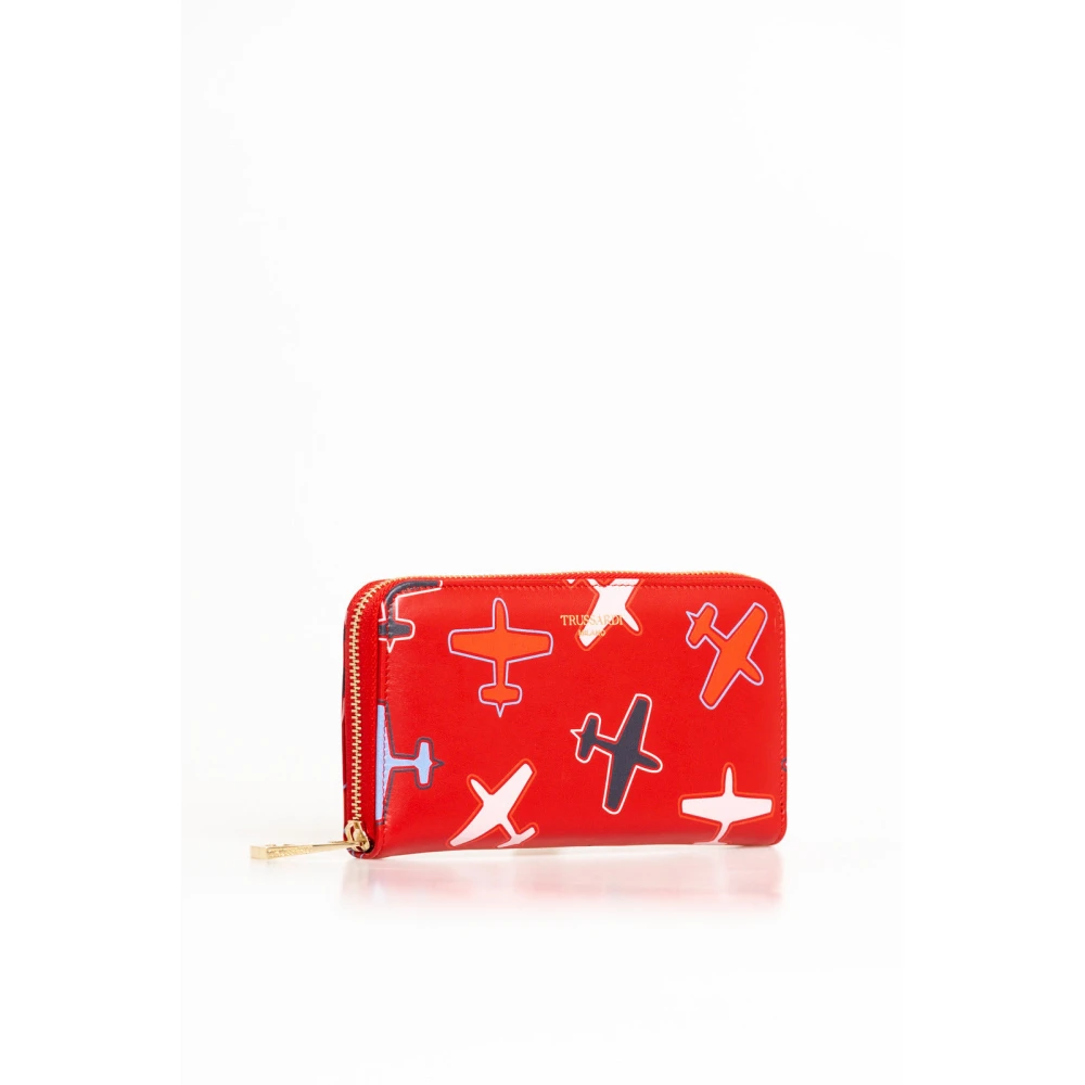 Trussardi Vliegtuigthema Ritsportemonnee Red Dames