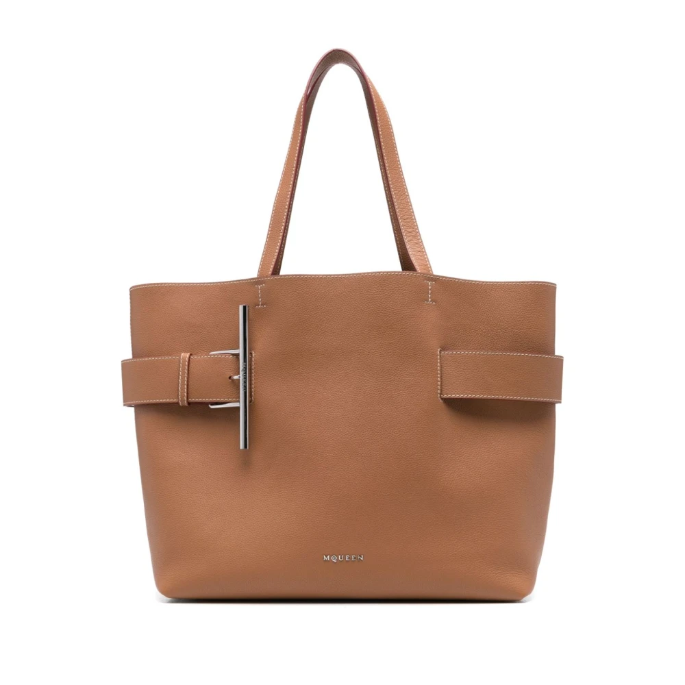 Alexander mcqueen Bruin Beige Handtas met Banddetail Beige Dames