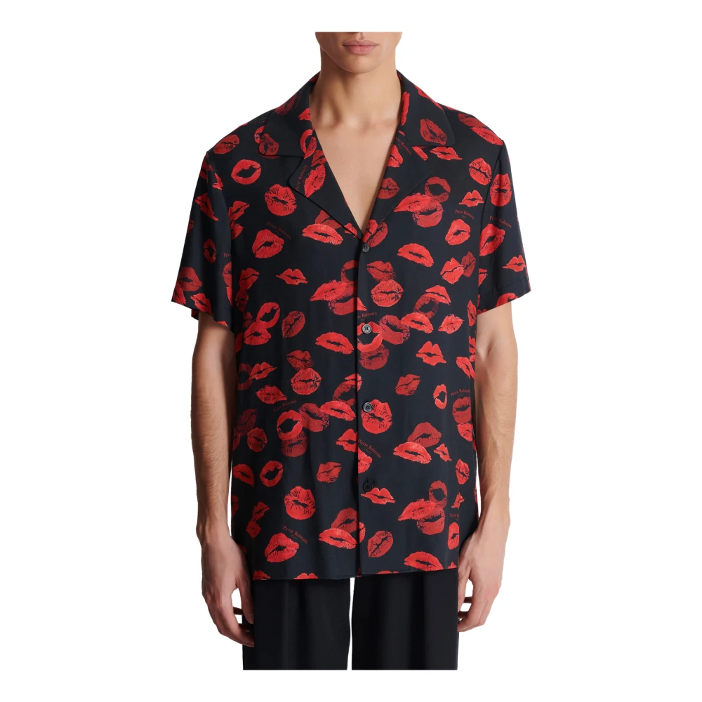 Balmain Twill pyjama overhemd met Kiss print Multicolor Heren