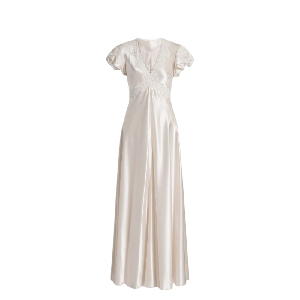 Alberta Ferretti Beige Gowns, Female, S, Bias-Cut Satin Gown