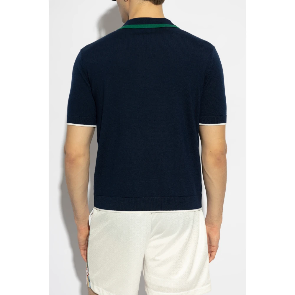 Casablanca Wollen polo met geborduurd logo Blue Heren