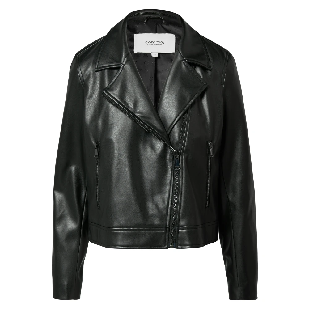 Comma Klassieke Faux Leren Bikerjas Black Dames