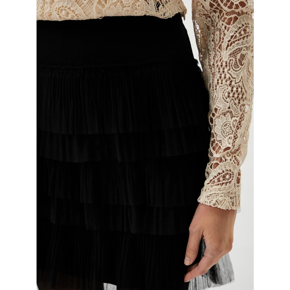 Actitude Zwarte Minirok met Tule Ruches Black Dames