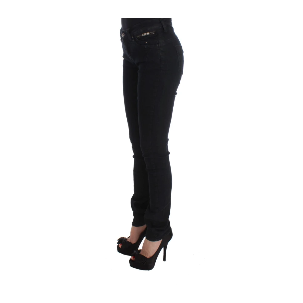 Costume National Slim Fit Designer Jeans in Zwart Black Dames