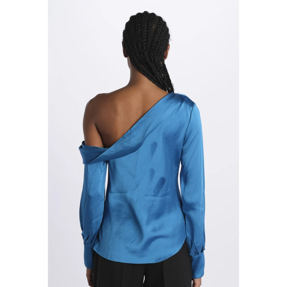 Simkhai Turquoise Shirt met Één Schouder Blue Dames