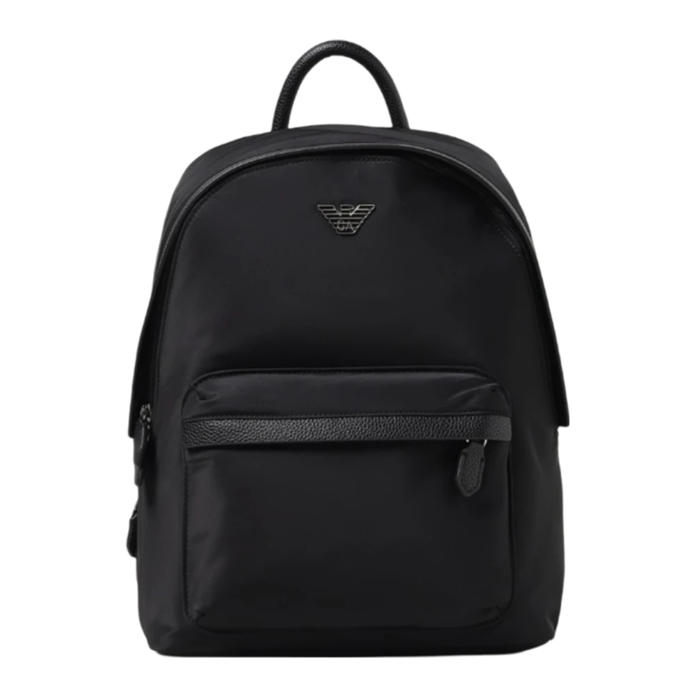 Emporio Armani Moderne Nylon Rugzak met Metalen Logo Black Unisex