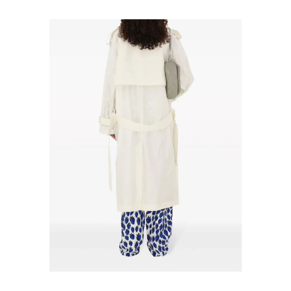 Burberry Graan Gabardine Trench Coat White Dames
