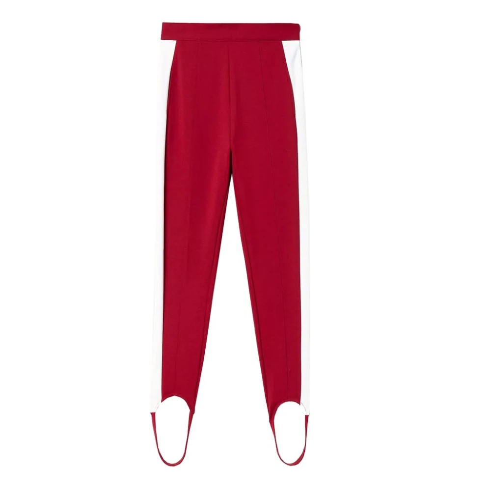 Twinset Logo Zip-Fastening Leggings Red, Dam