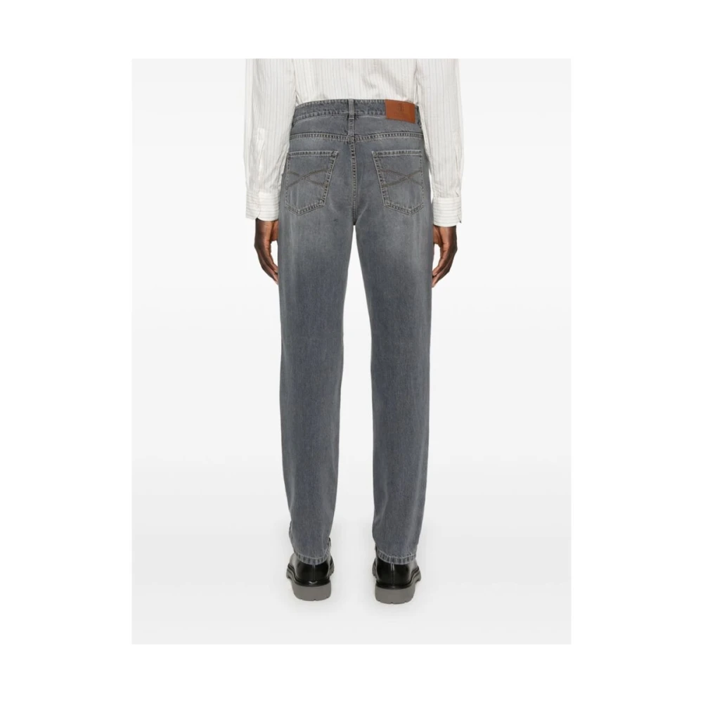 BRUNELLO CUCINELLI Grijze Denim Tapered Leg Jeans Gray Heren