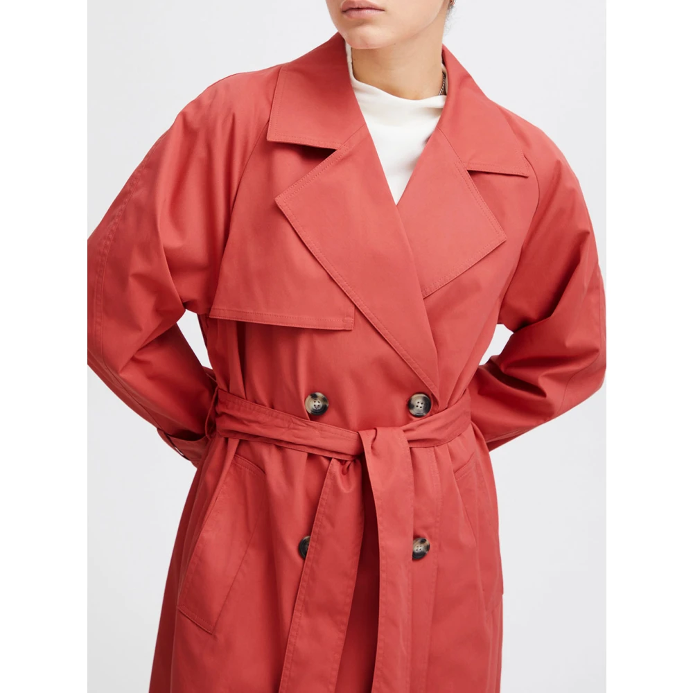 Ichi Rode Trenchcoat Red Dames