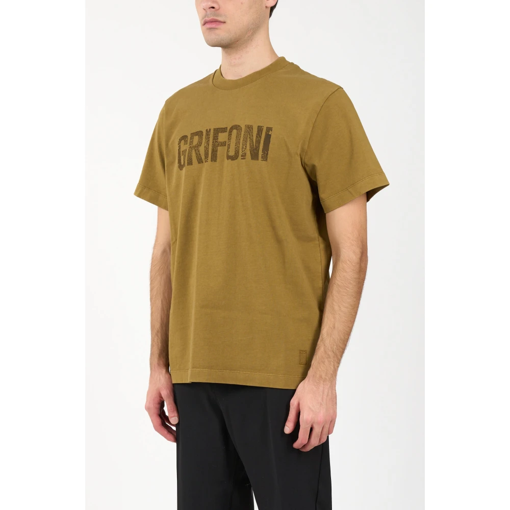 Mauro Grifoni Katoenen T-shirt met Bedrukt Logo Green Heren