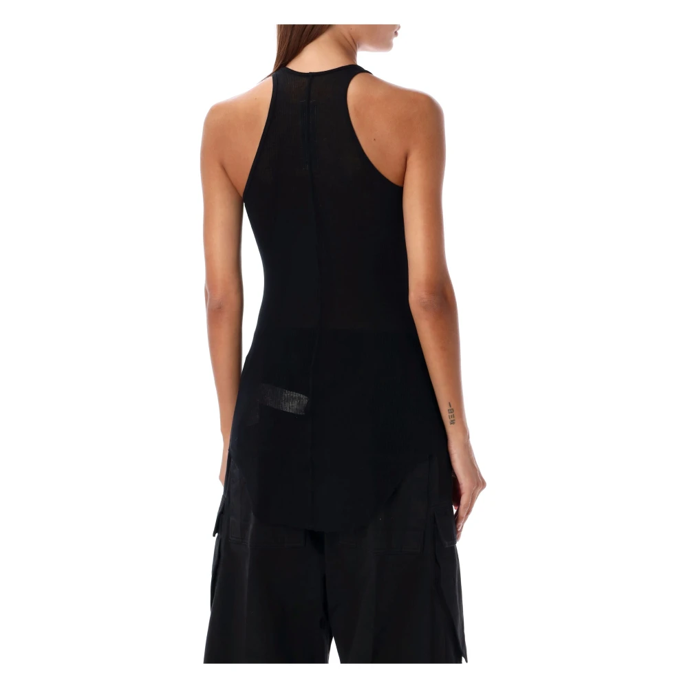 Rick Owens Zwarte Rib Tank Top Aw24 Black Dames
