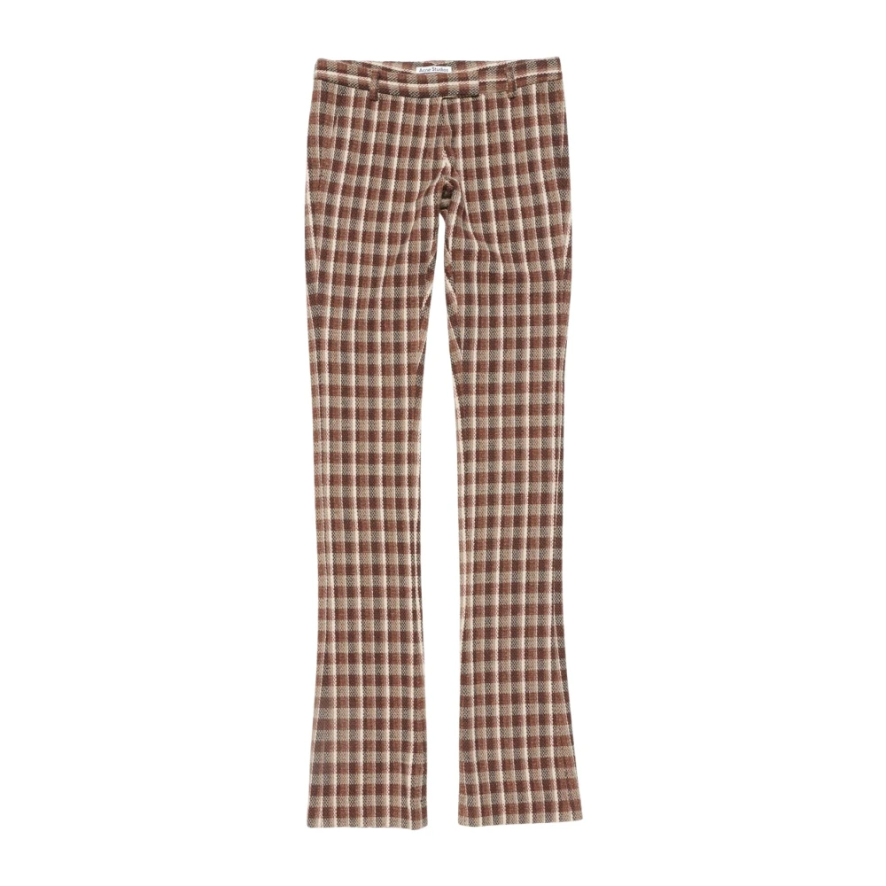 Acne Studios Beige Bruin Geruite Maatwerk Broek Brown Dames