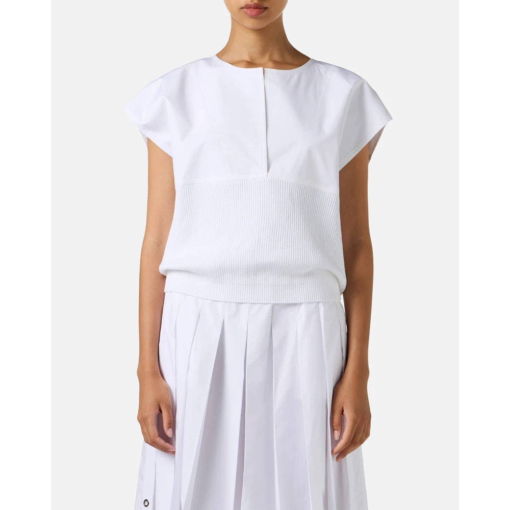 Iceberg Witte carry-over ronde hals in katoen met jacquard logostreep White Dames