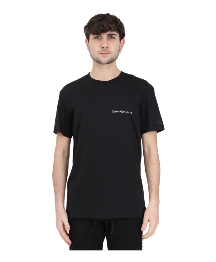 Camisetas y Polos Negros con Logo Blanco, Calvin Klein Jeans, Camisetas