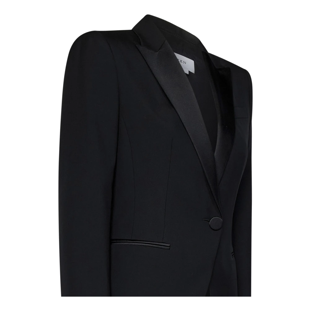 alexander mcqueen Zwarte Wol Tuxedo Jas Elegante Stijl Black Dames