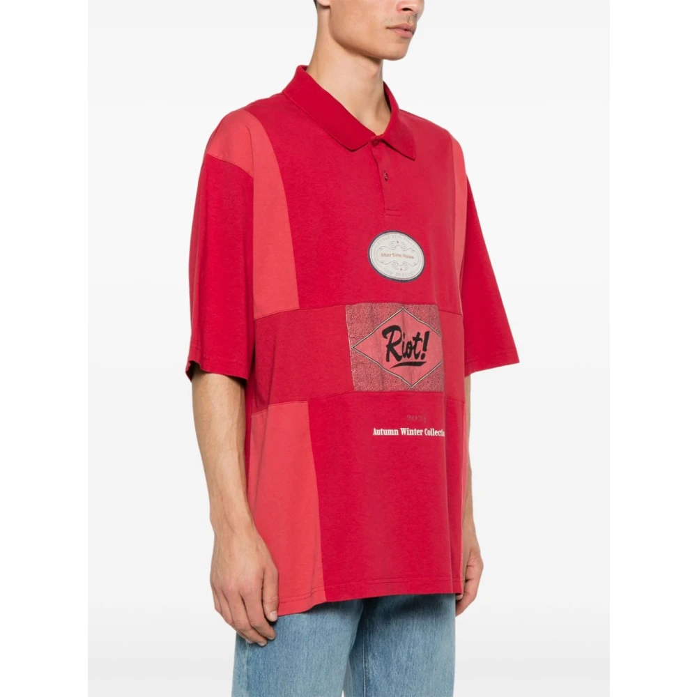 Martine Rose Gepaneelde Polo Shirt Riot Flyer Crest Red Heren