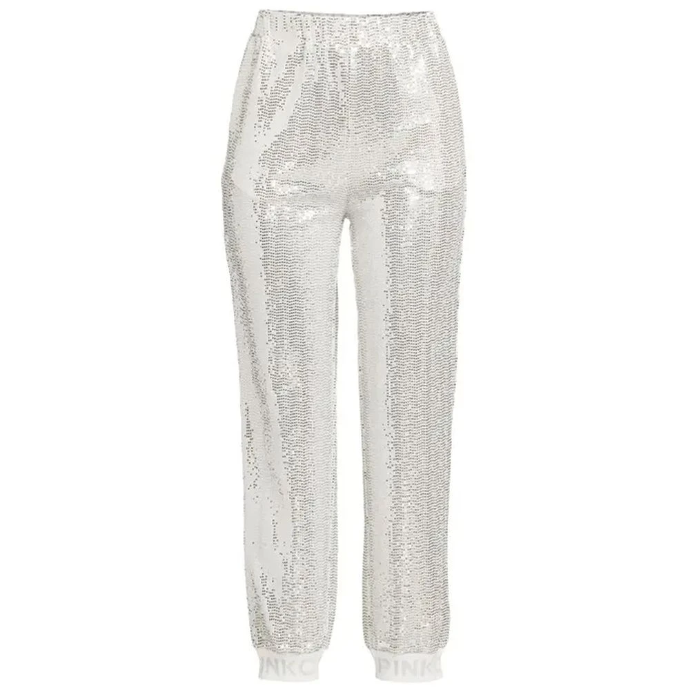 Pinko Paillet Nylon Joggers & Jeans Gray Dames